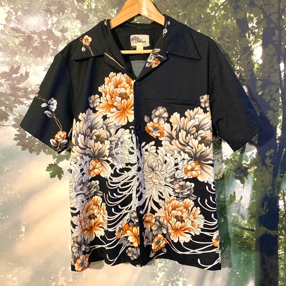 VTG Rare Sidan Hawaiian Shirt chrysanthemum floral - Picture 4 of 11